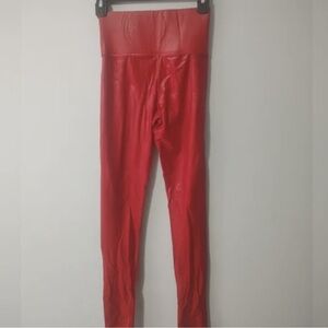 High-Waist Red Faux Leather Leggings